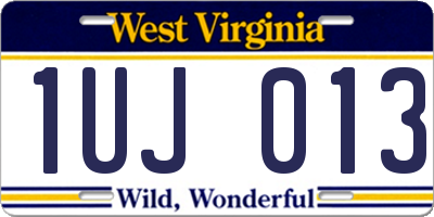 WV license plate 1UJ013