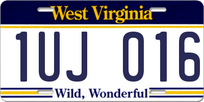 WV license plate 1UJ016