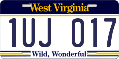 WV license plate 1UJ017