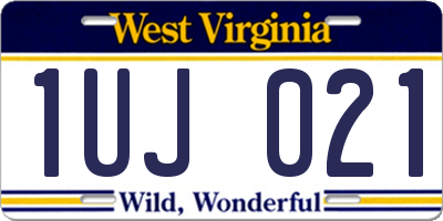 WV license plate 1UJ021