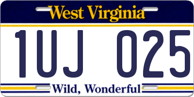 WV license plate 1UJ025