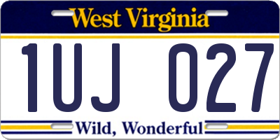 WV license plate 1UJ027