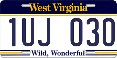 WV license plate 1UJ030