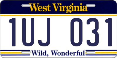 WV license plate 1UJ031
