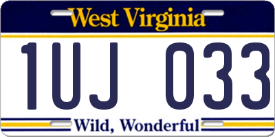 WV license plate 1UJ033