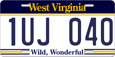 WV license plate 1UJ040