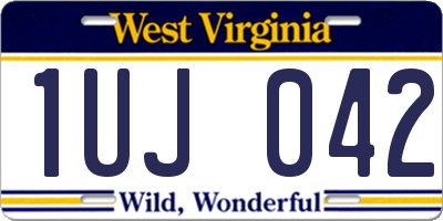 WV license plate 1UJ042