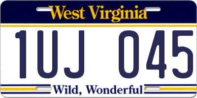 WV license plate 1UJ045