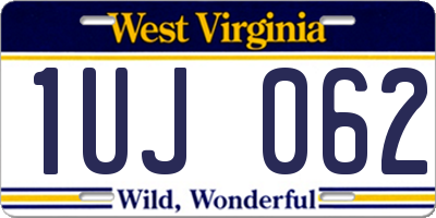 WV license plate 1UJ062