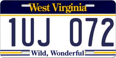 WV license plate 1UJ072