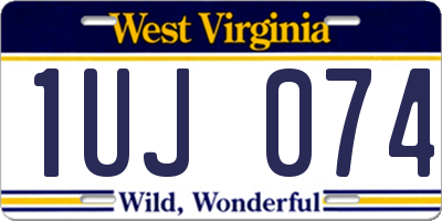 WV license plate 1UJ074