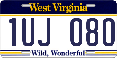 WV license plate 1UJ080