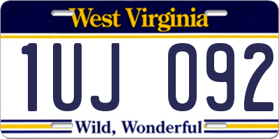 WV license plate 1UJ092