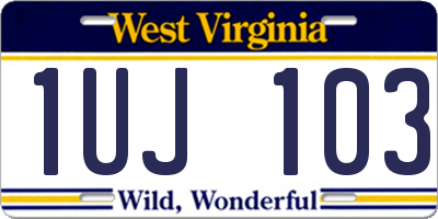WV license plate 1UJ103