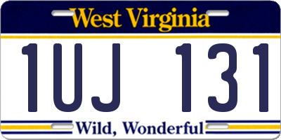 WV license plate 1UJ131
