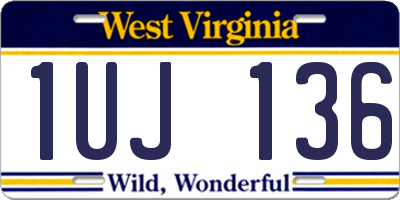 WV license plate 1UJ136