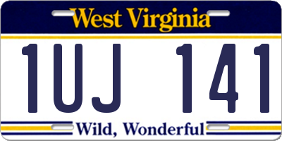 WV license plate 1UJ141