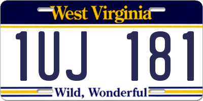 WV license plate 1UJ181