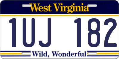WV license plate 1UJ182