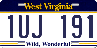 WV license plate 1UJ191