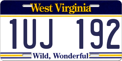 WV license plate 1UJ192