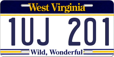 WV license plate 1UJ201