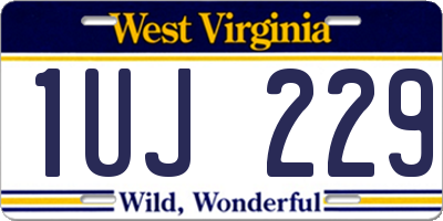 WV license plate 1UJ229