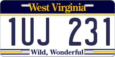 WV license plate 1UJ231