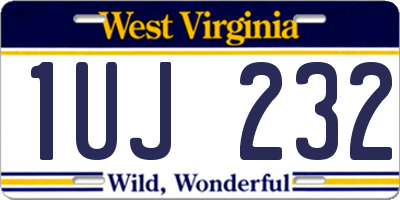 WV license plate 1UJ232