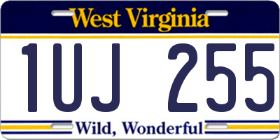 WV license plate 1UJ255