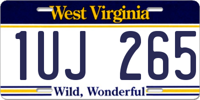 WV license plate 1UJ265