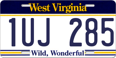 WV license plate 1UJ285