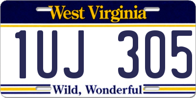 WV license plate 1UJ305