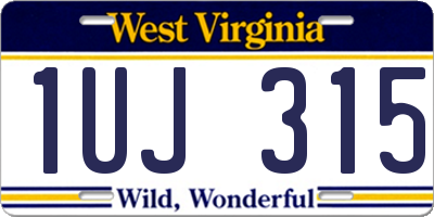 WV license plate 1UJ315