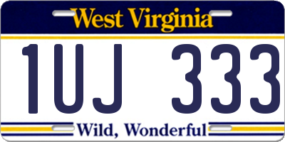 WV license plate 1UJ333