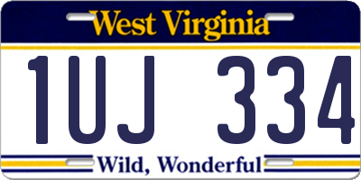 WV license plate 1UJ334