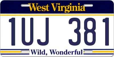 WV license plate 1UJ381