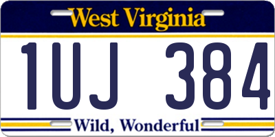 WV license plate 1UJ384