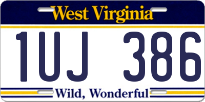 WV license plate 1UJ386