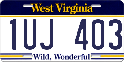 WV license plate 1UJ403