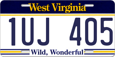 WV license plate 1UJ405