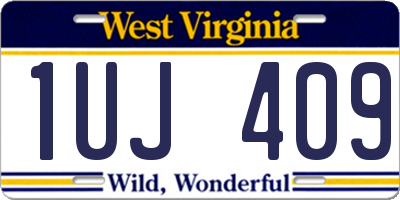 WV license plate 1UJ409