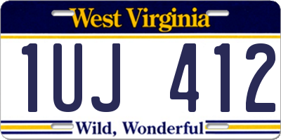 WV license plate 1UJ412