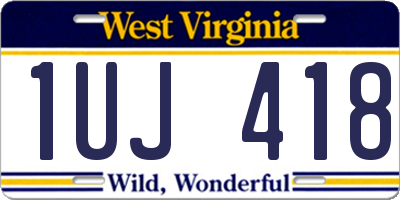 WV license plate 1UJ418