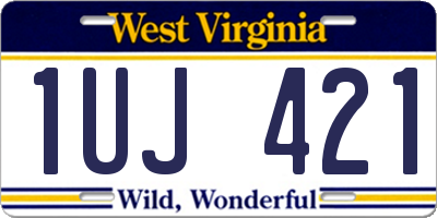 WV license plate 1UJ421