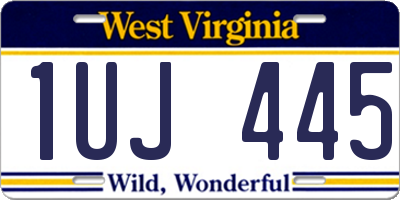 WV license plate 1UJ445
