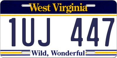 WV license plate 1UJ447
