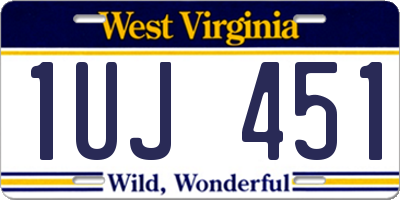 WV license plate 1UJ451