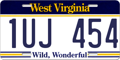 WV license plate 1UJ454