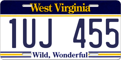 WV license plate 1UJ455